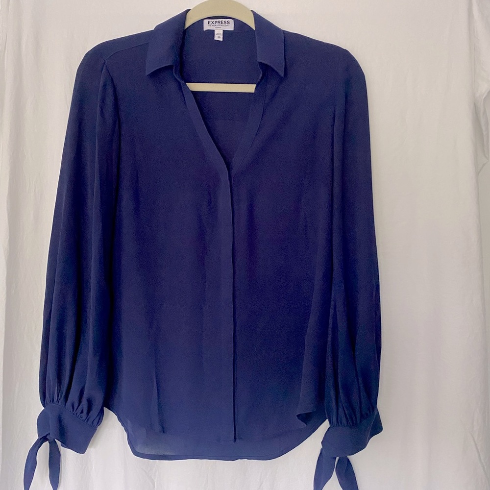 Dark Blue Portofino Slim Fit Button-Down Shirt XS, with Wrist Ties!
